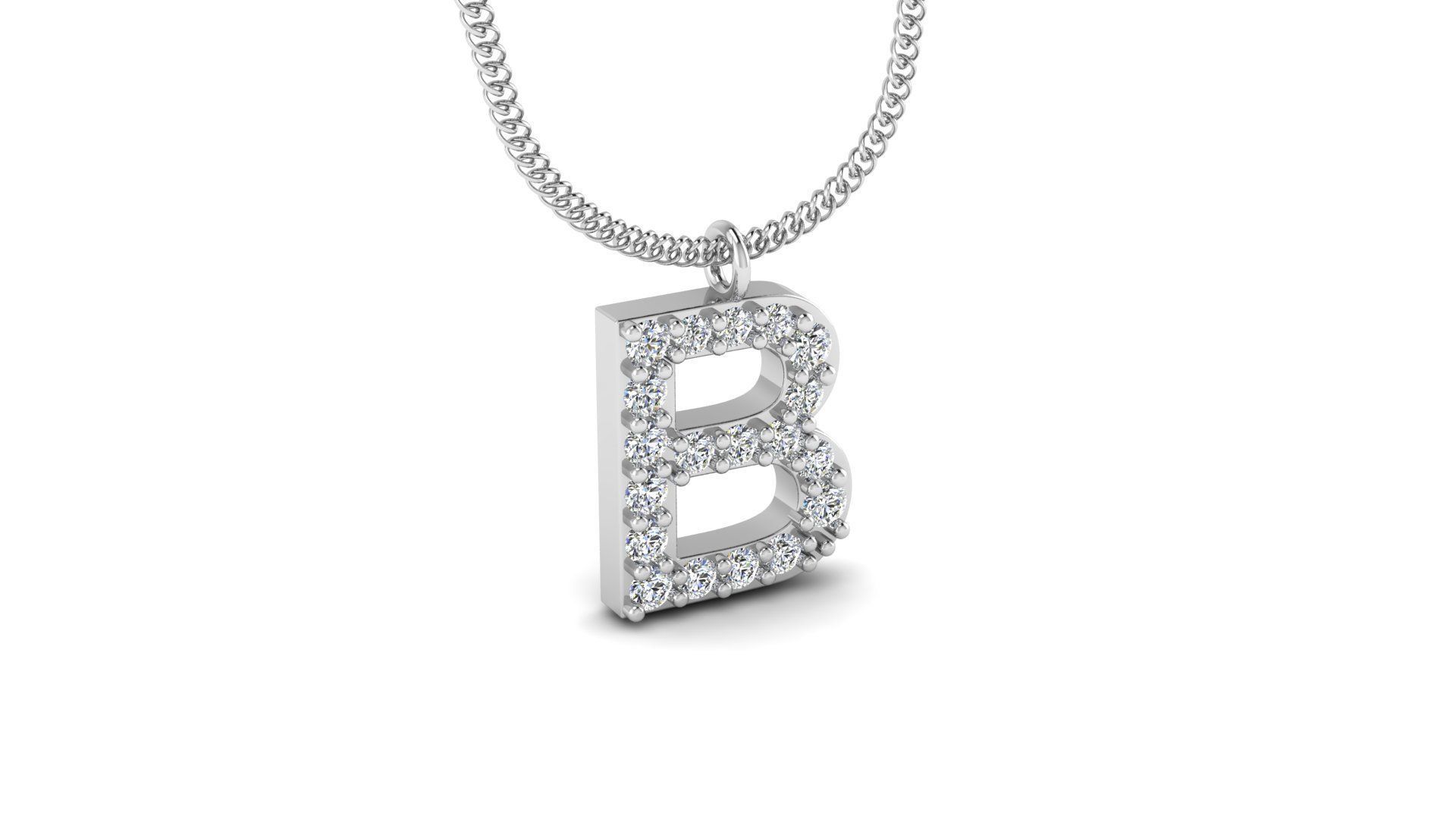 Diamond Alphabet Pendant B 3D print model_12