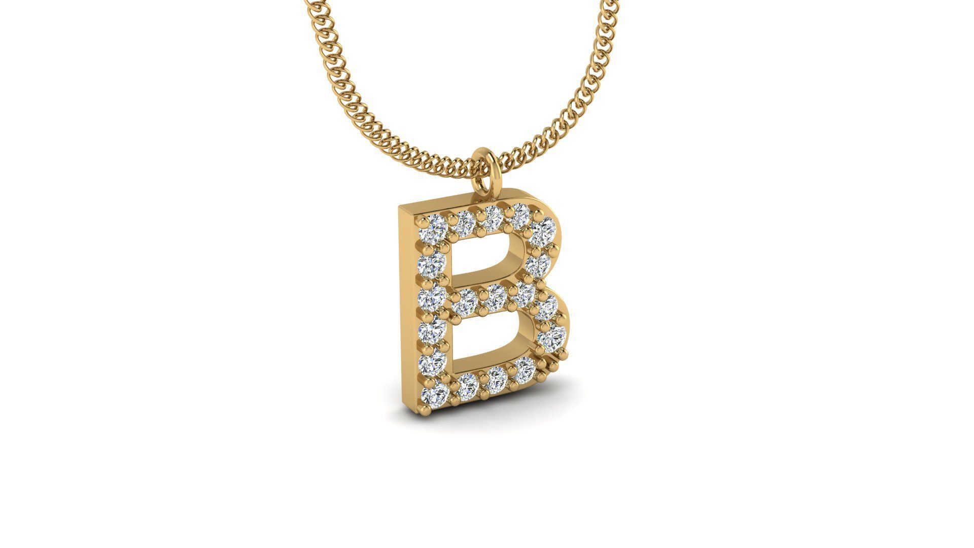 Diamond Alphabet Pendant B 3D print model_19