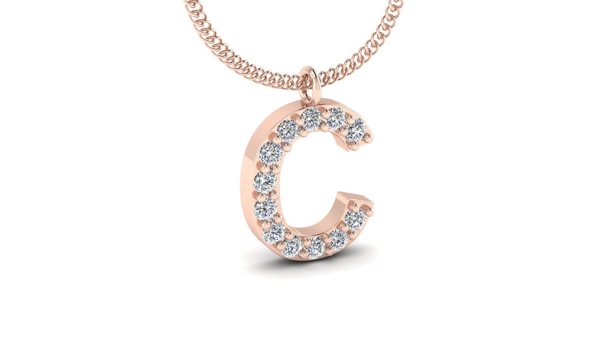 Diamond Alphabet Pendant C 3D print model_6