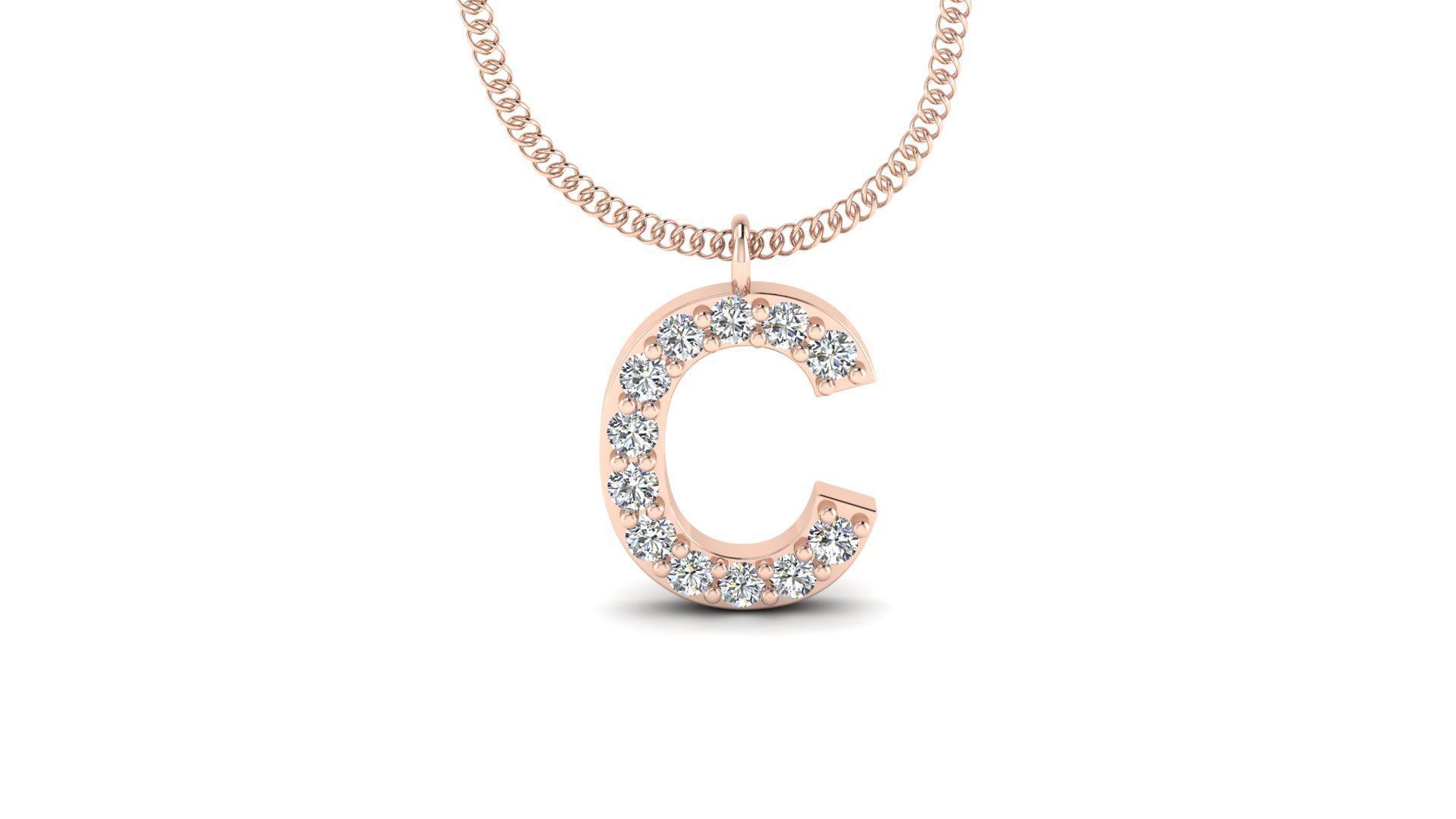 Diamond Alphabet Pendant C 3D print model_3