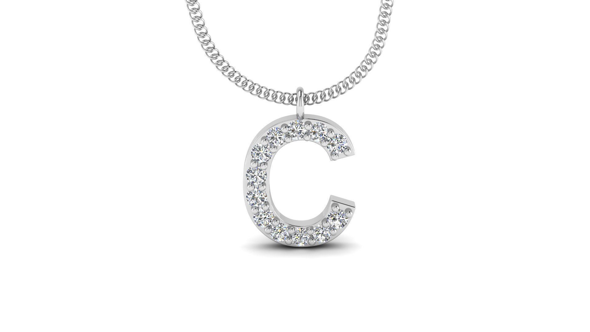 Diamond Alphabet Pendant C 3D print model_11