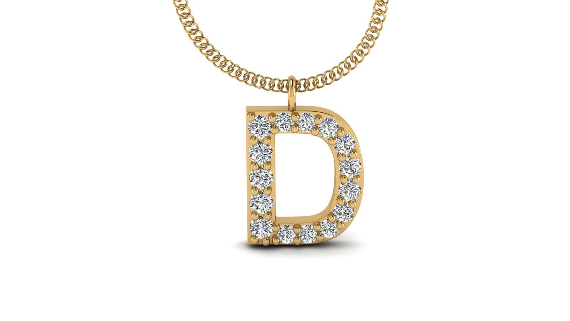 Diamond Alphabet Pendant D 3D print model_20