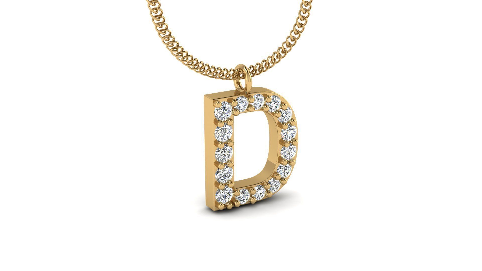Diamond Alphabet Pendant D 3D print model_19