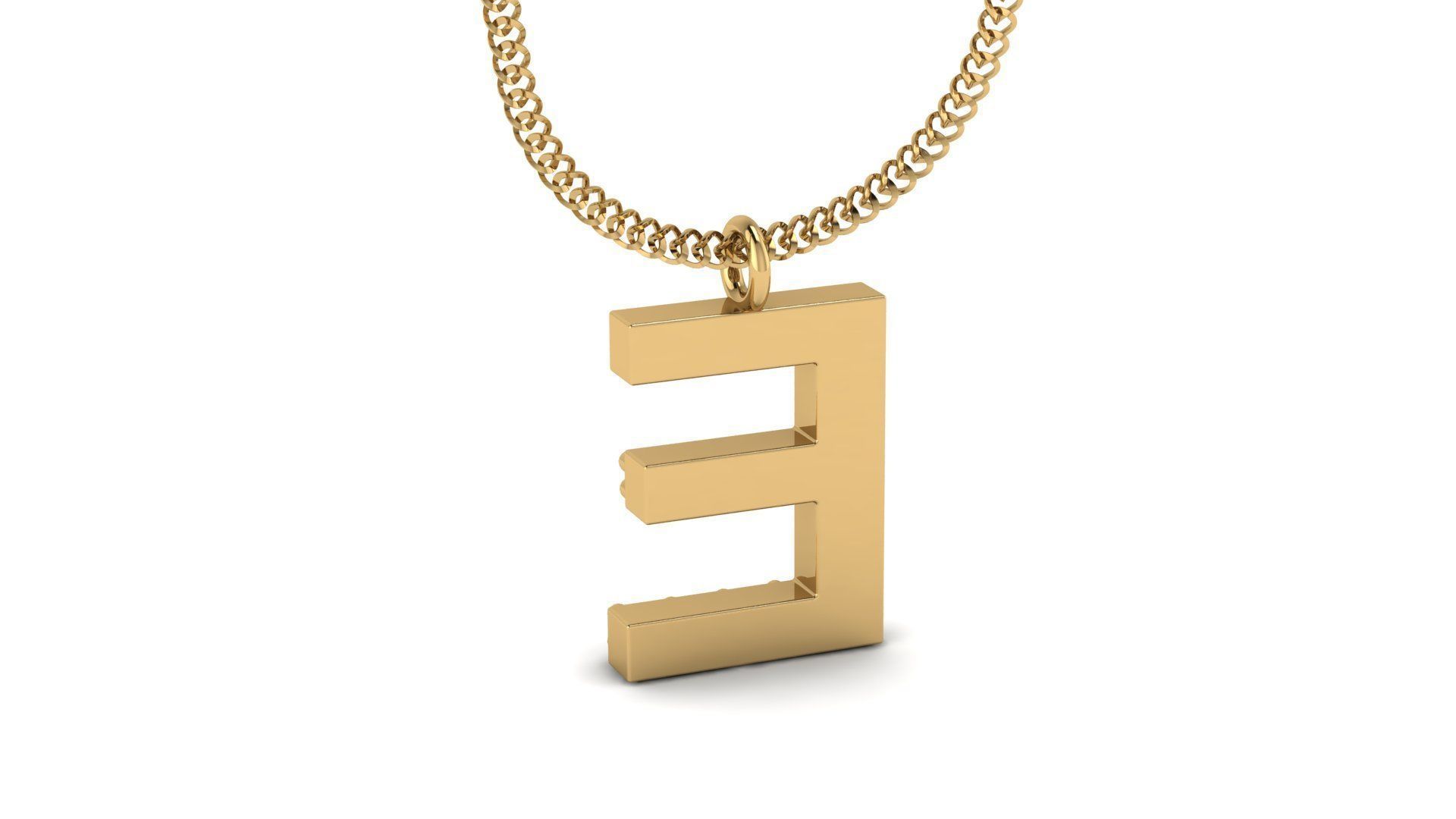 Diamond Alphabet Pendant E 3D print model_18
