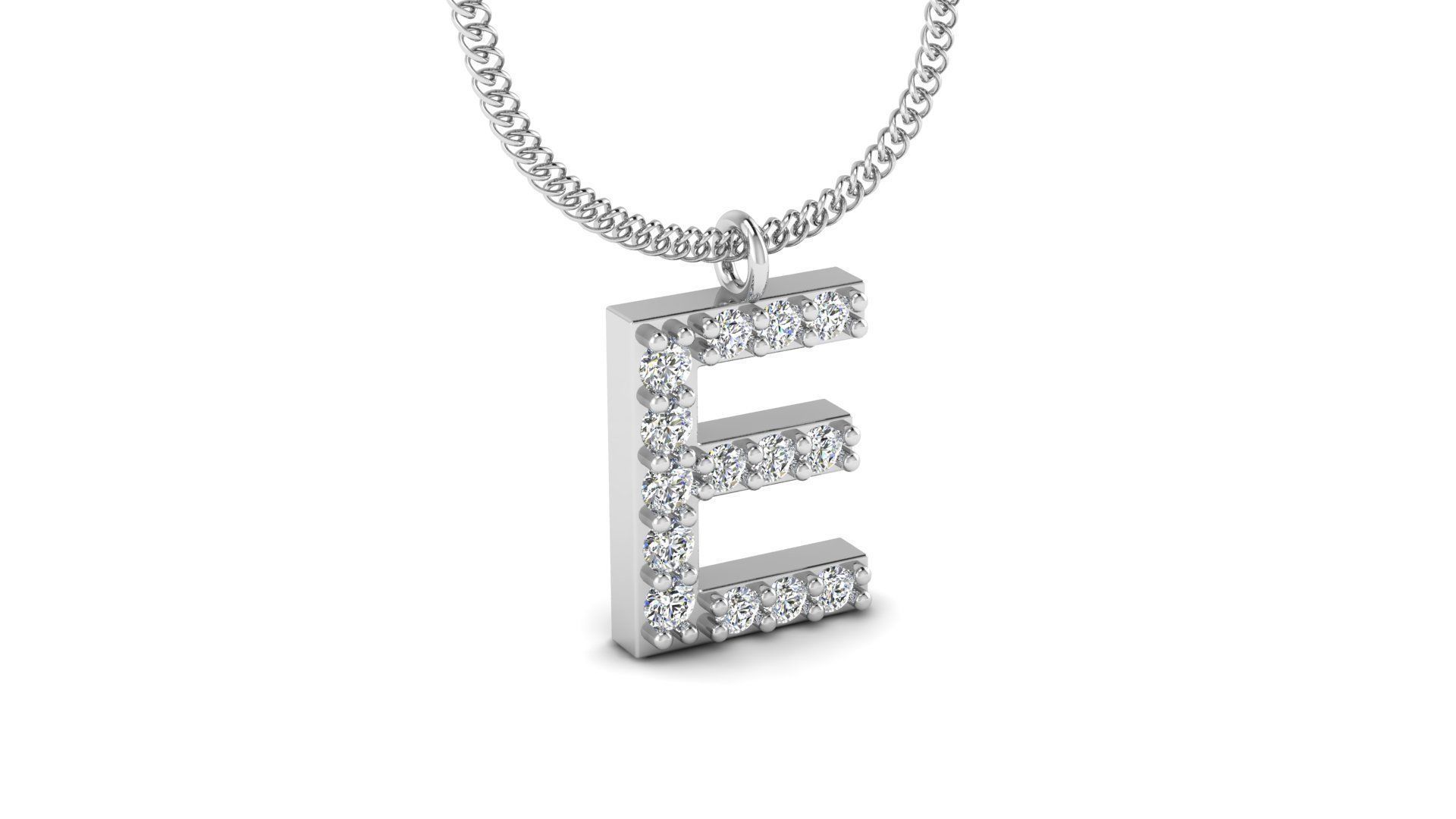 Diamond Alphabet Pendant E 3D print model_11