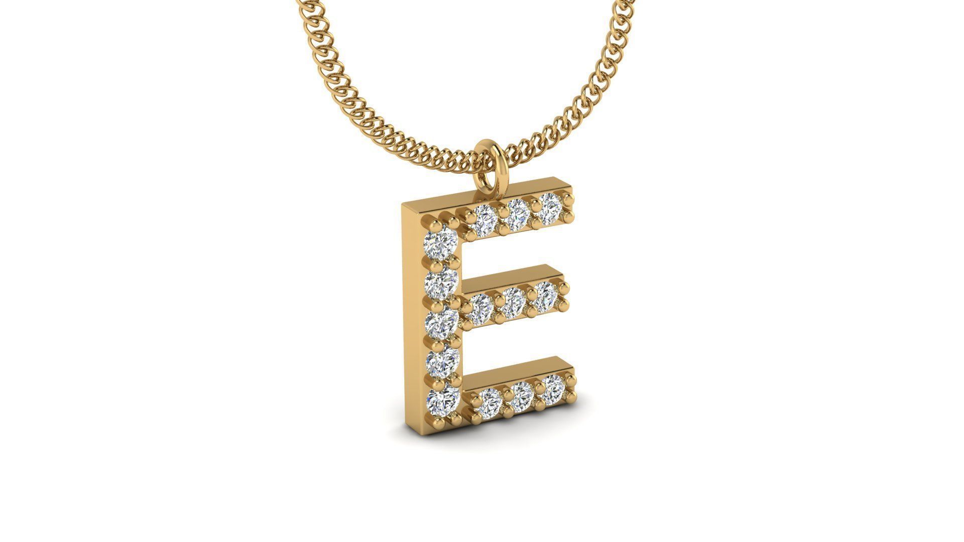 Diamond Alphabet Pendant E 3D print model_15