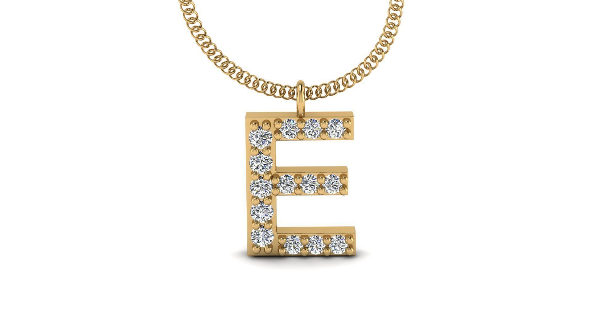Diamond Alphabet Pendant E 3D print model_14