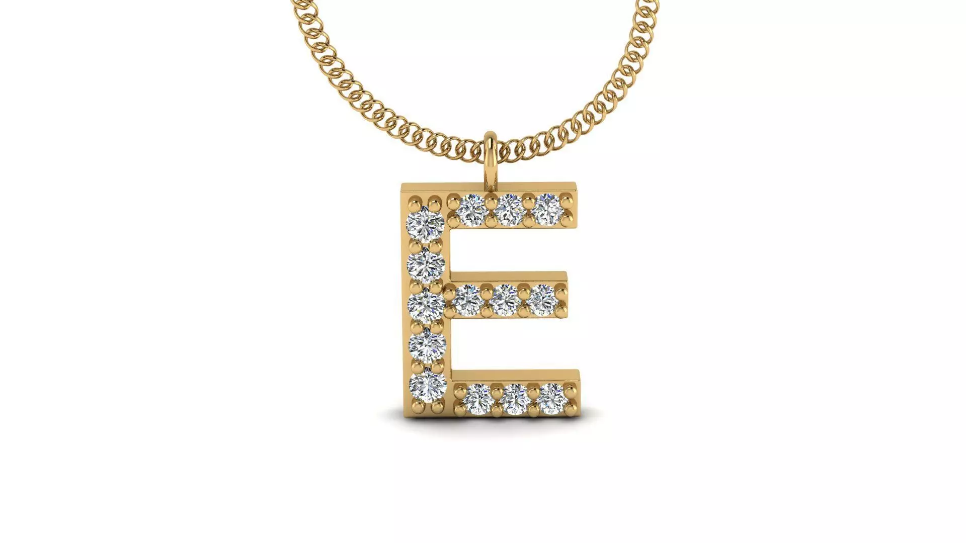 Diamond Alphabet Pendant E 3D print model_0