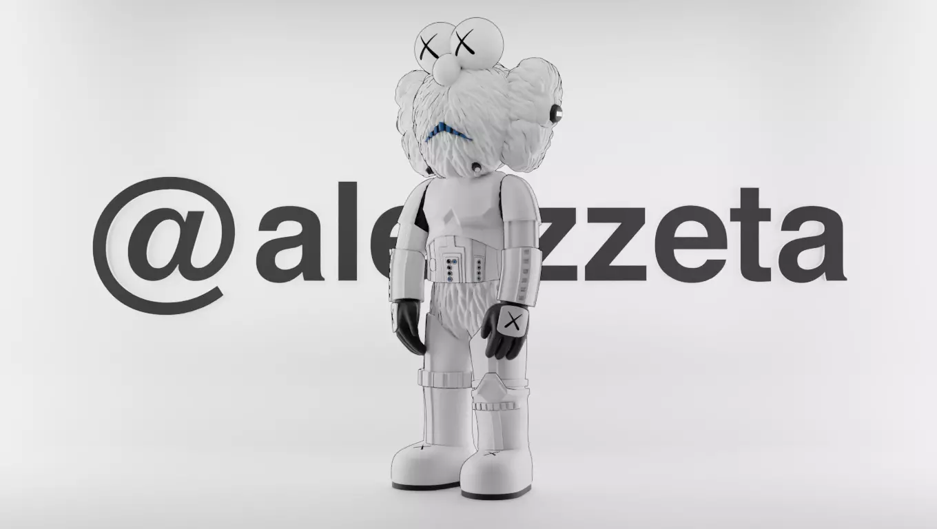 Kaws BFF Stormtrooper Textured Low-poly 3D model_0