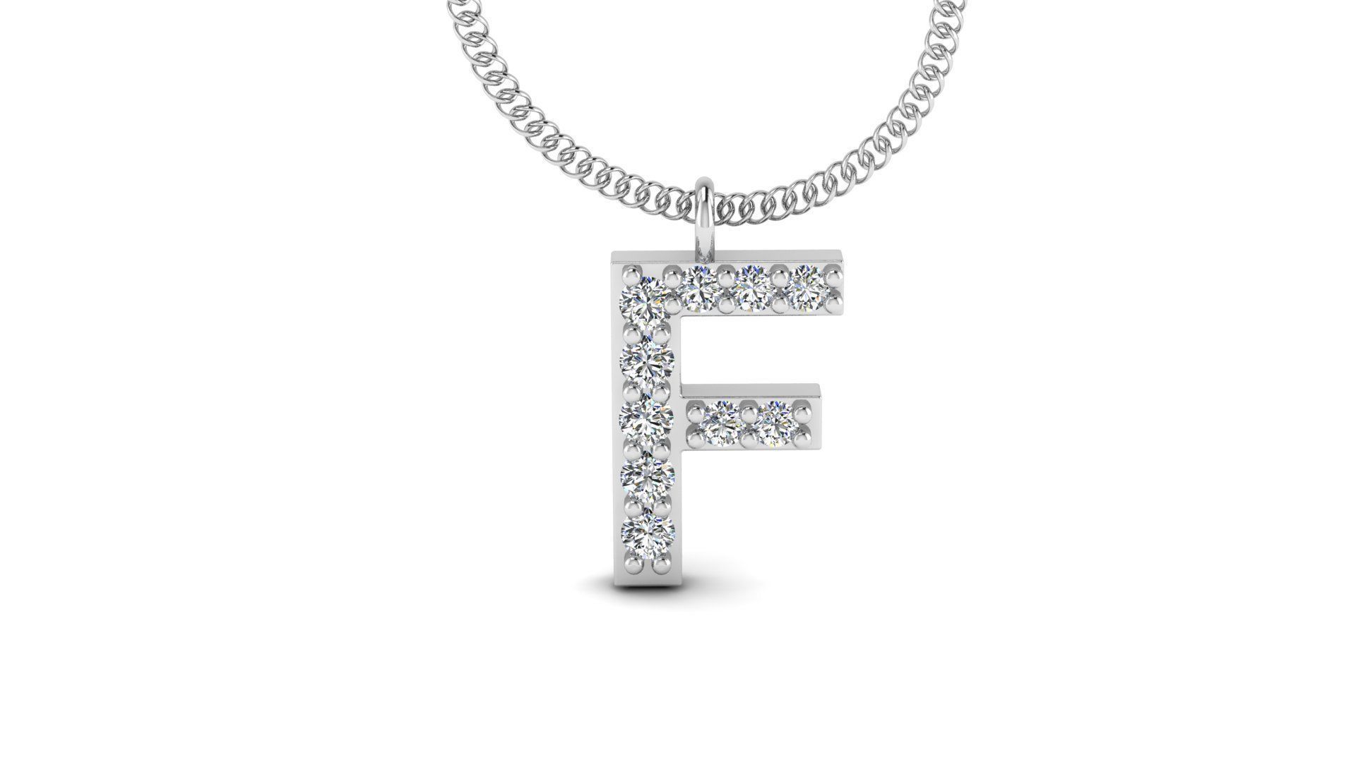 Diamond Alphabet Pendant F 3D print model_10