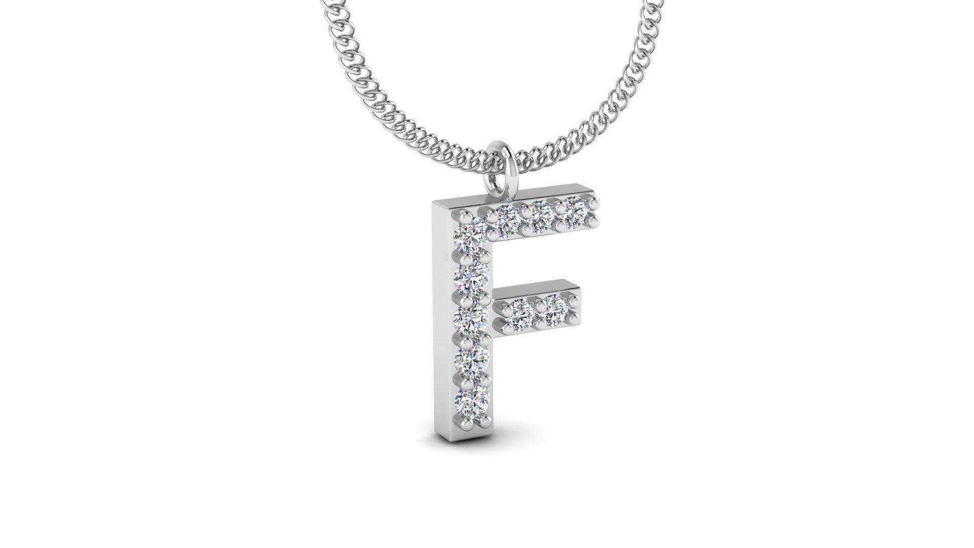 Diamond Alphabet Pendant F 3D print model_11