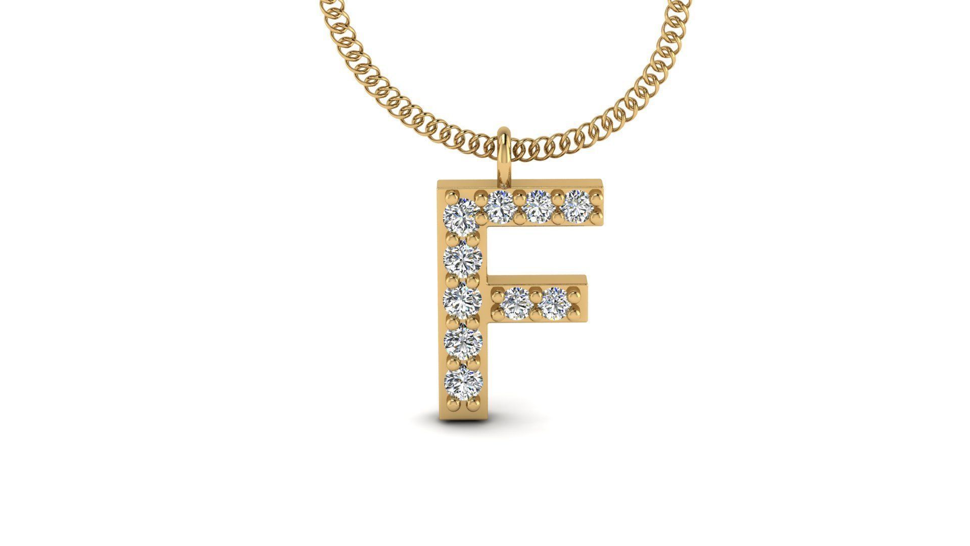 Diamond Alphabet Pendant F 3D print model_16