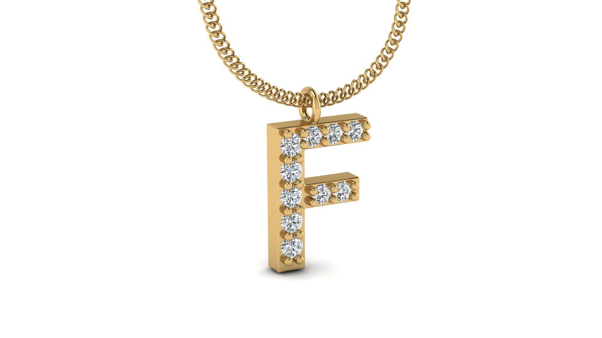 Diamond Alphabet Pendant F 3D print model_18