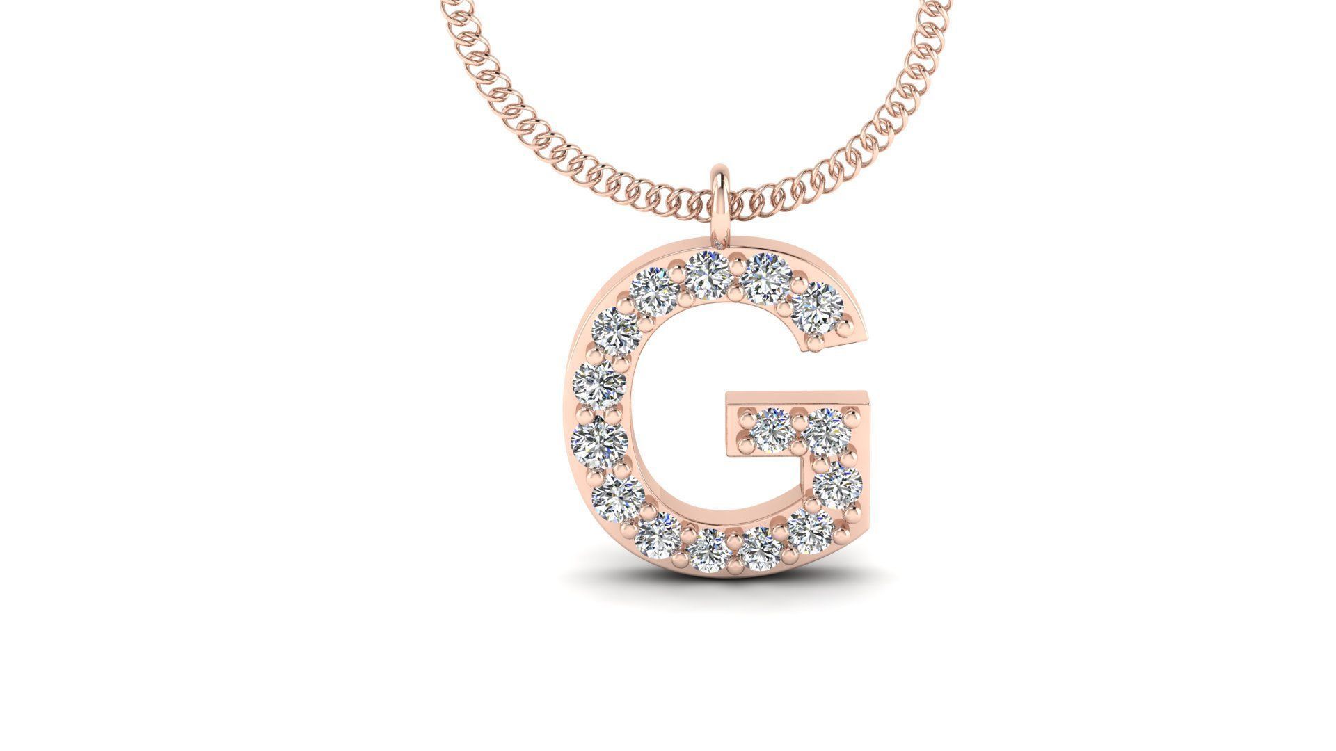 Diamond Alphabet Pendant G 3D print model_4
