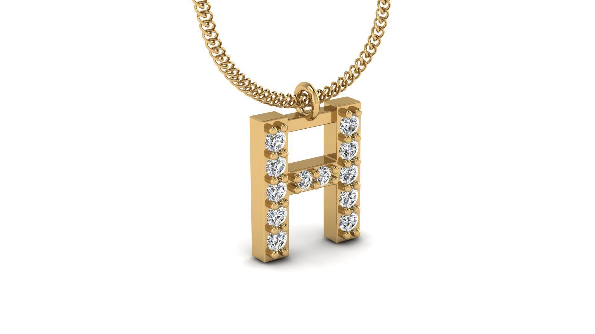Diamond Alphabet Pendant H 3D print model_15