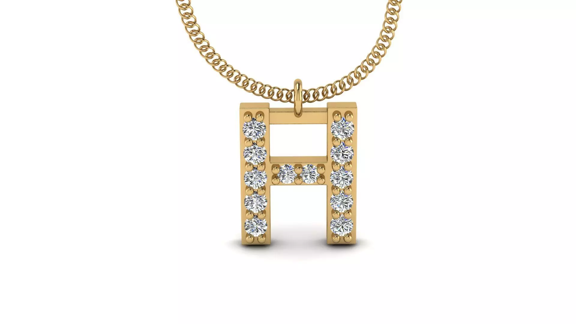 Diamond Alphabet Pendant H 3D print model_0
