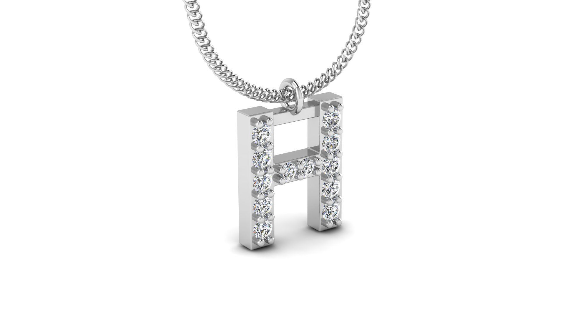 Diamond Alphabet Pendant H 3D print model_10