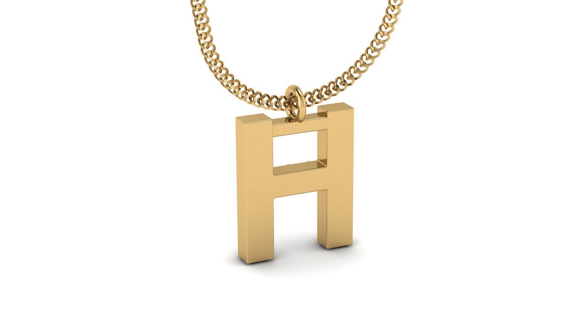 Diamond Alphabet Pendant H 3D print model_17