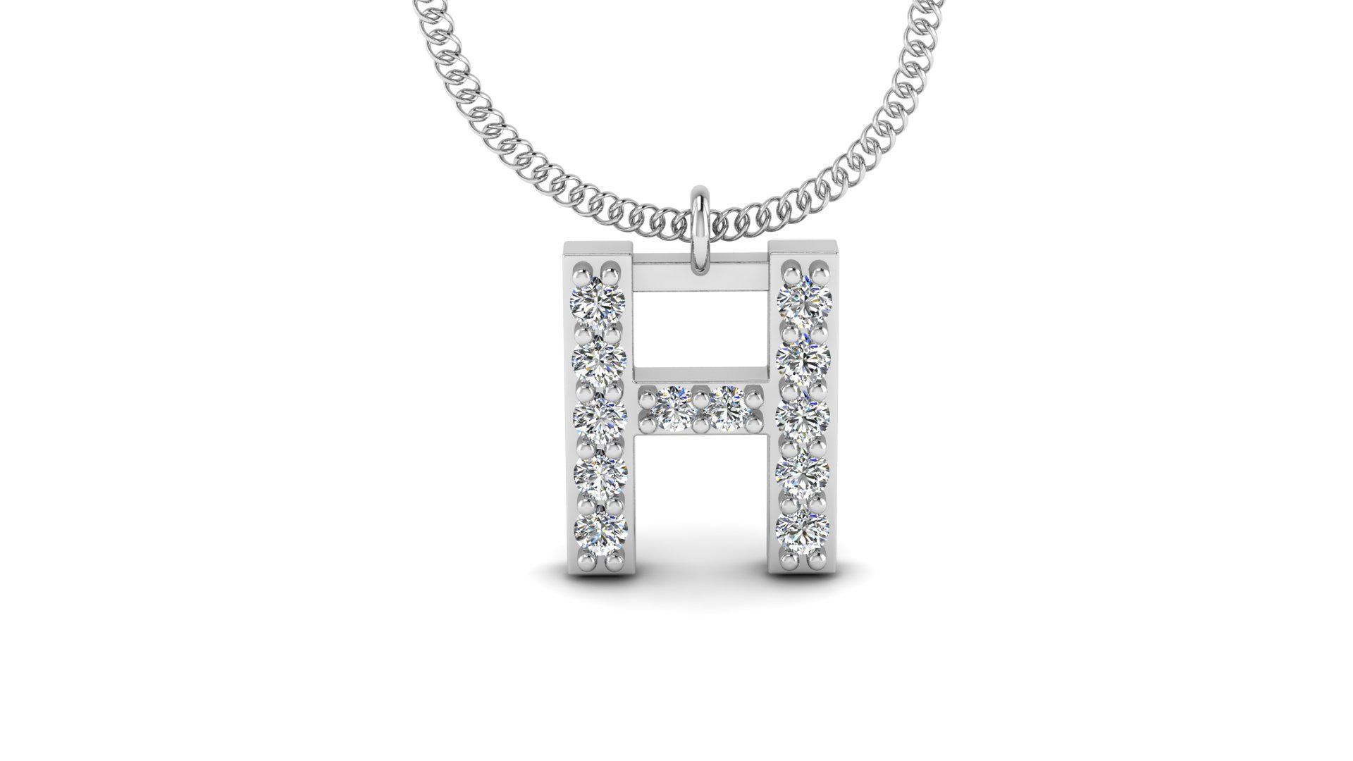 Diamond Alphabet Pendant H 3D print model_4