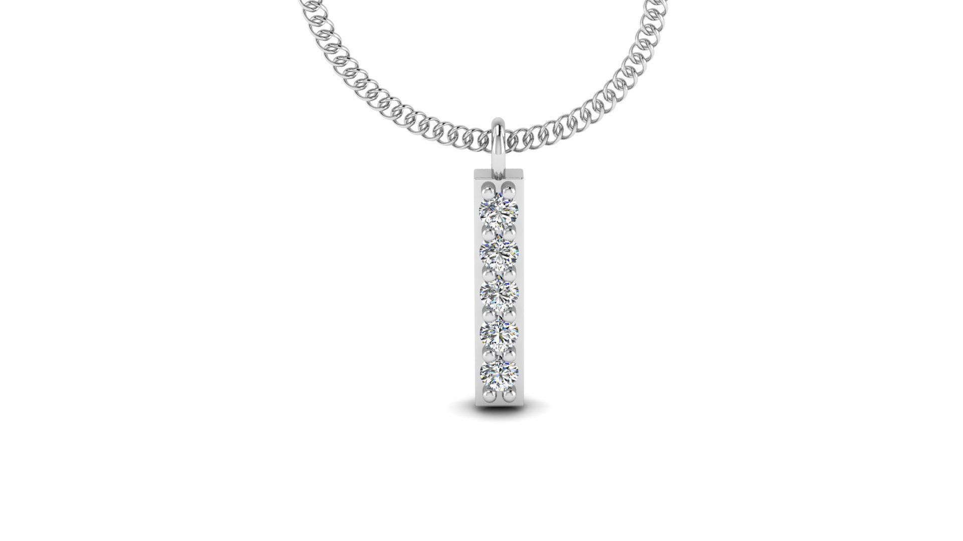 Diamond Alphabet Pendant I 3D print model_10