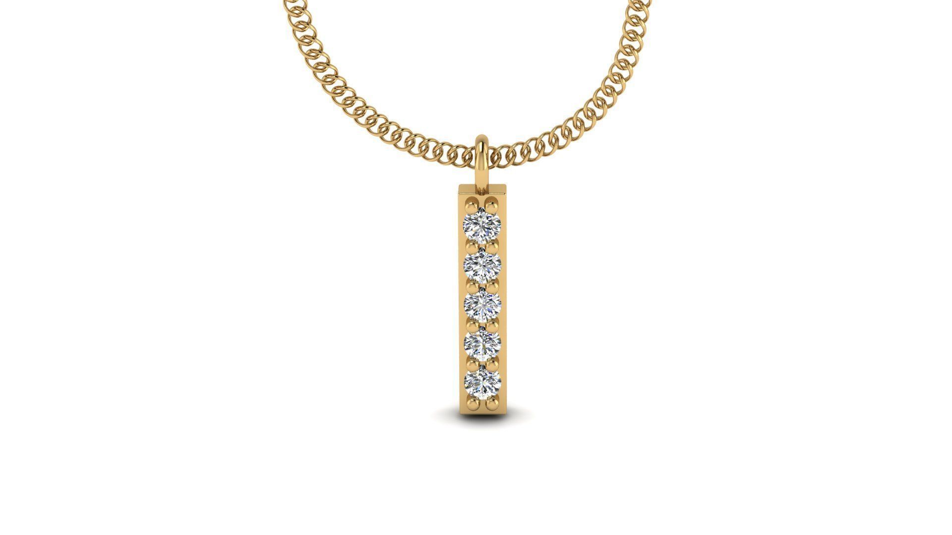 Diamond Alphabet Pendant I 3D print model_16