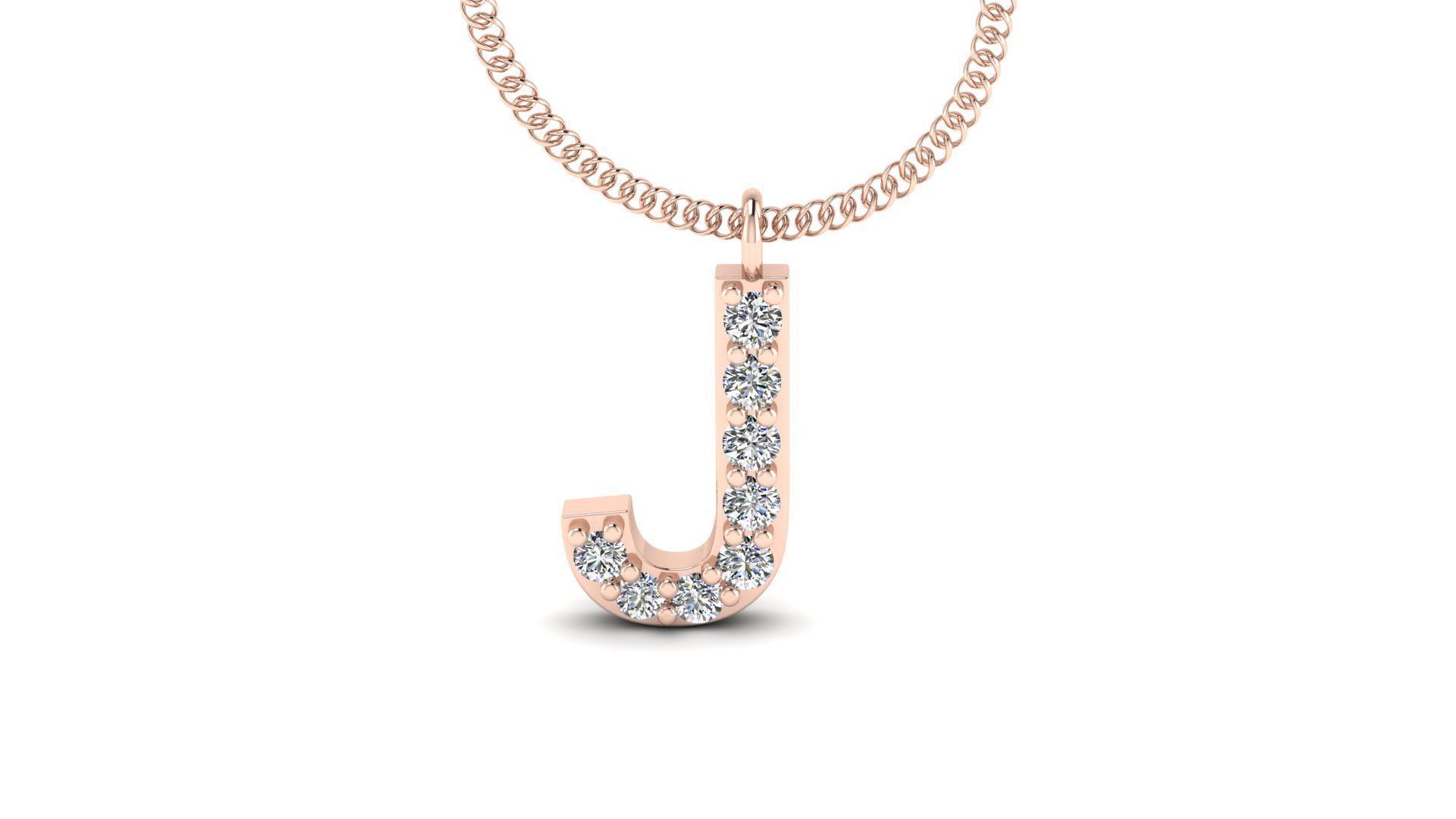Diamond Alphabet Pendant J 3D print model_7