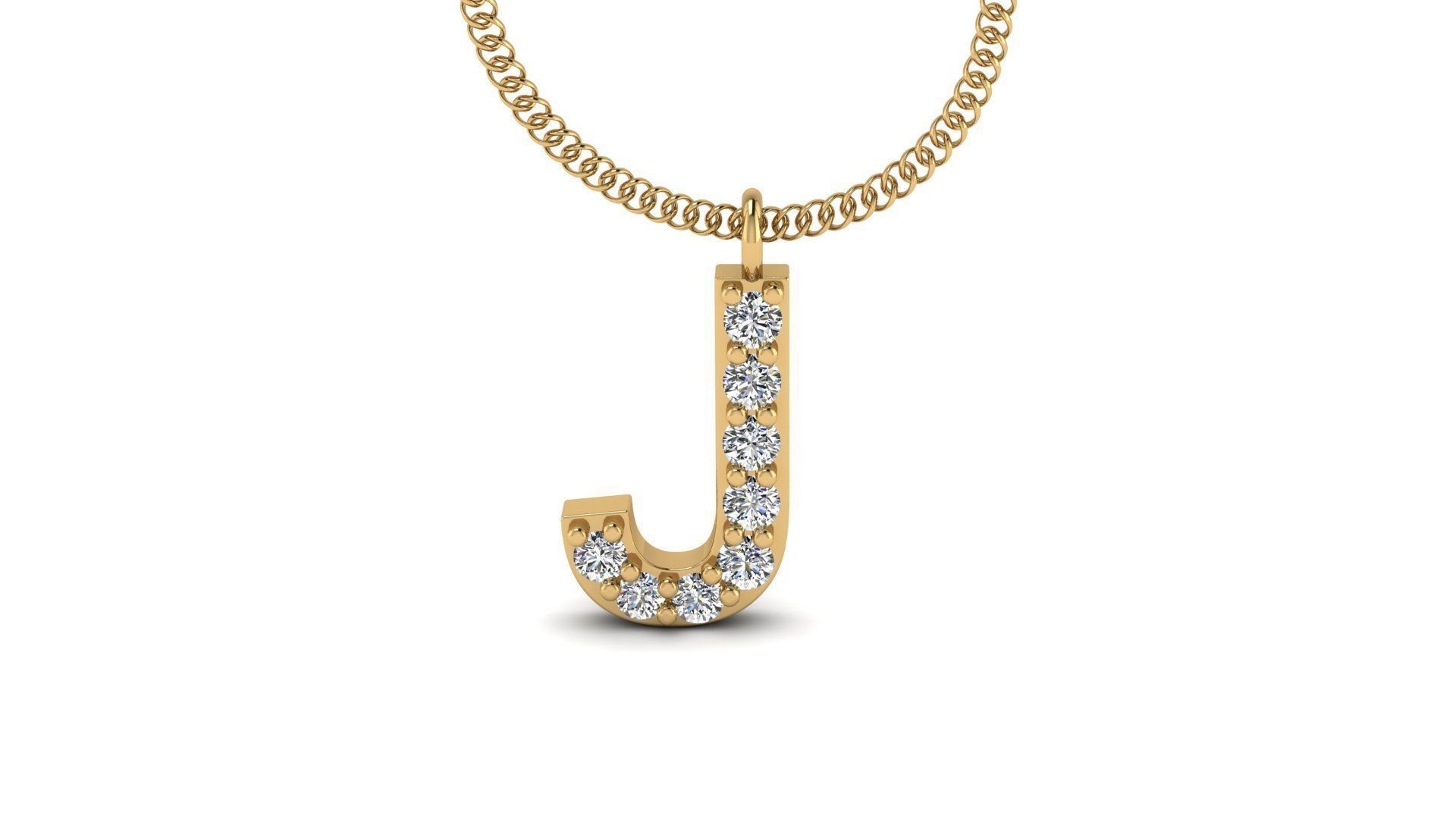 Diamond Alphabet Pendant J 3D print model_20