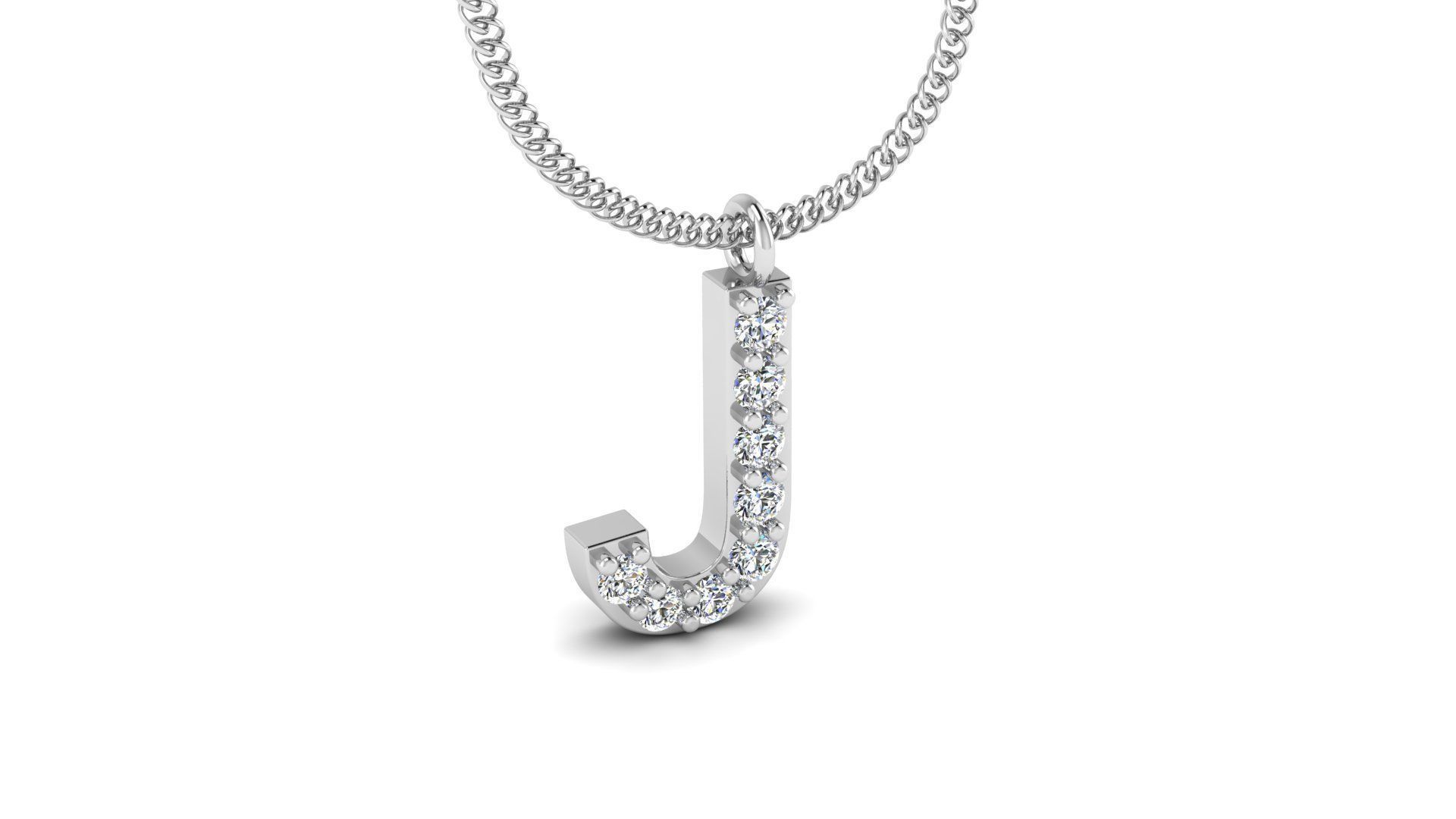 Diamond Alphabet Pendant J 3D print model_12