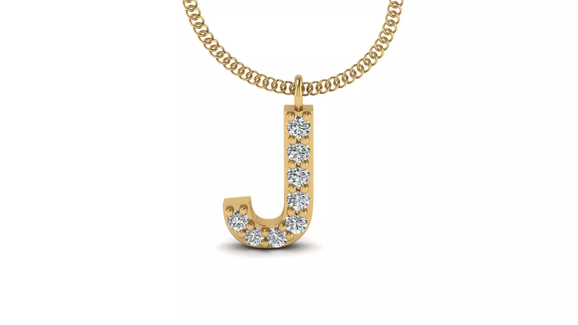 Diamond Alphabet Pendant J 3D print model_0