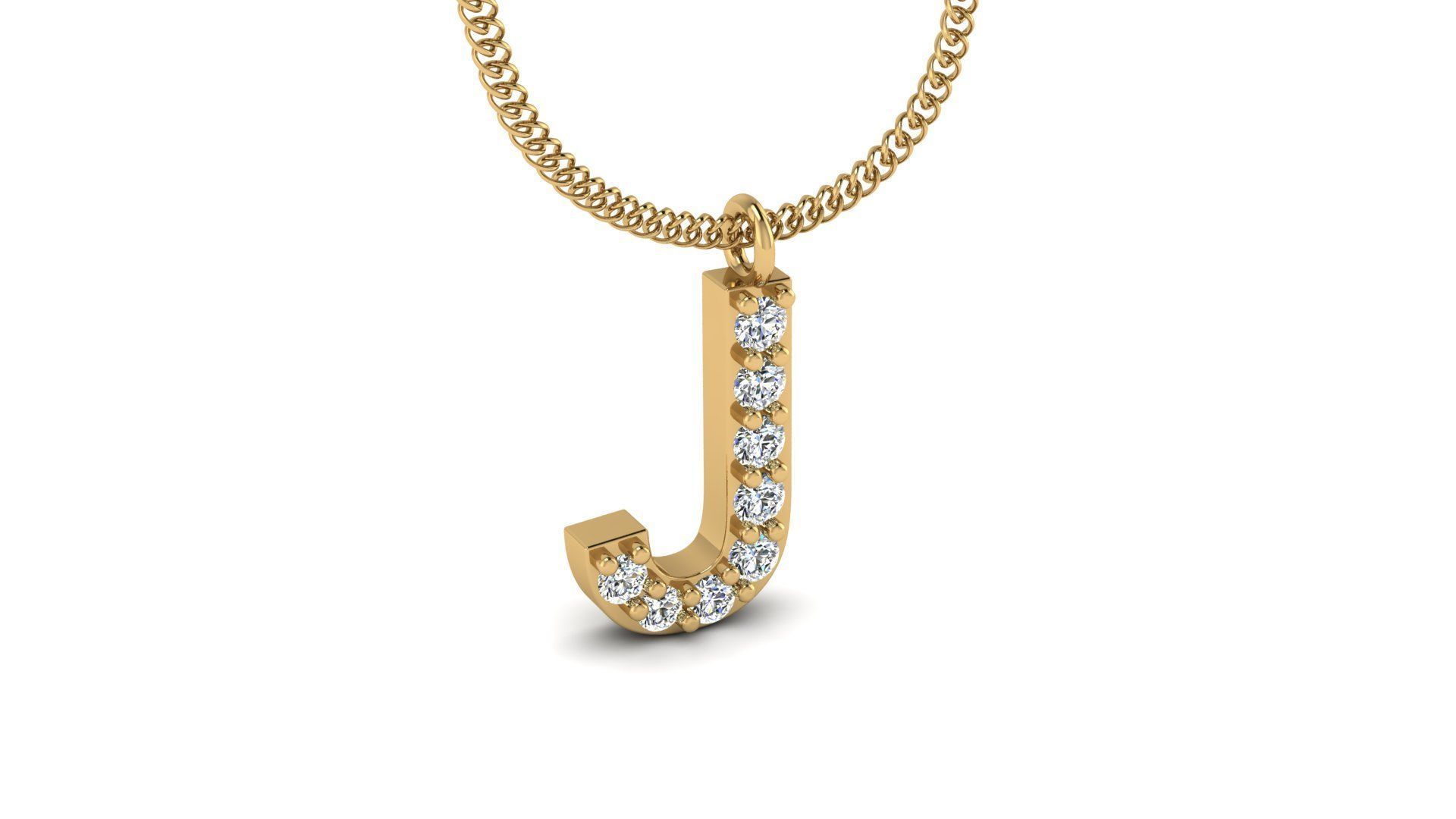 Diamond Alphabet Pendant J 3D print model_18