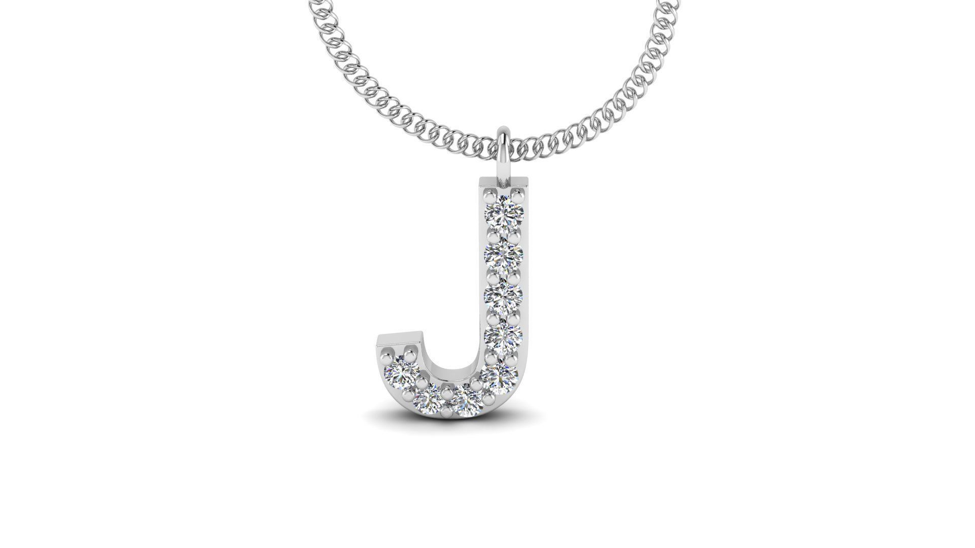 Diamond Alphabet Pendant J 3D print model_15