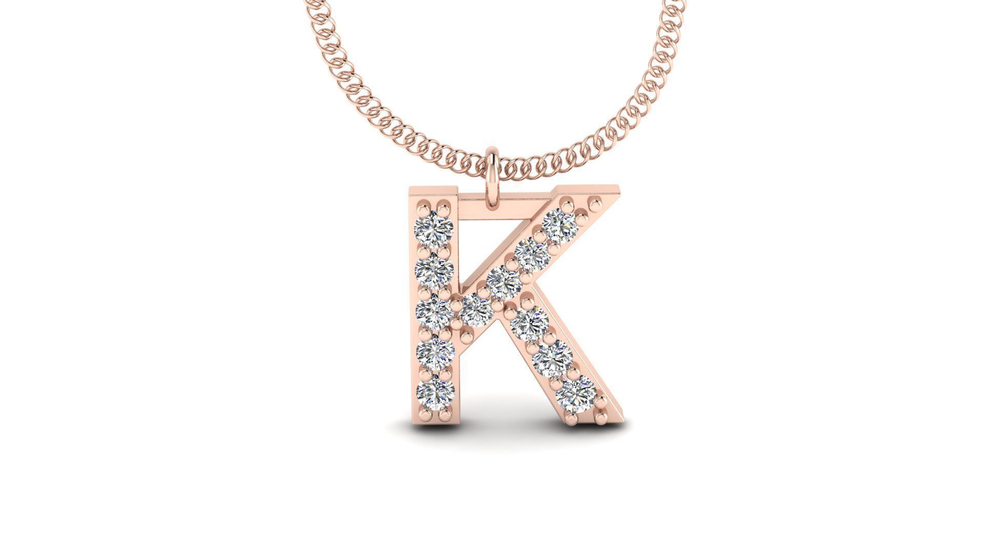 Diamond Alphabet Pendant K 3D print model_5