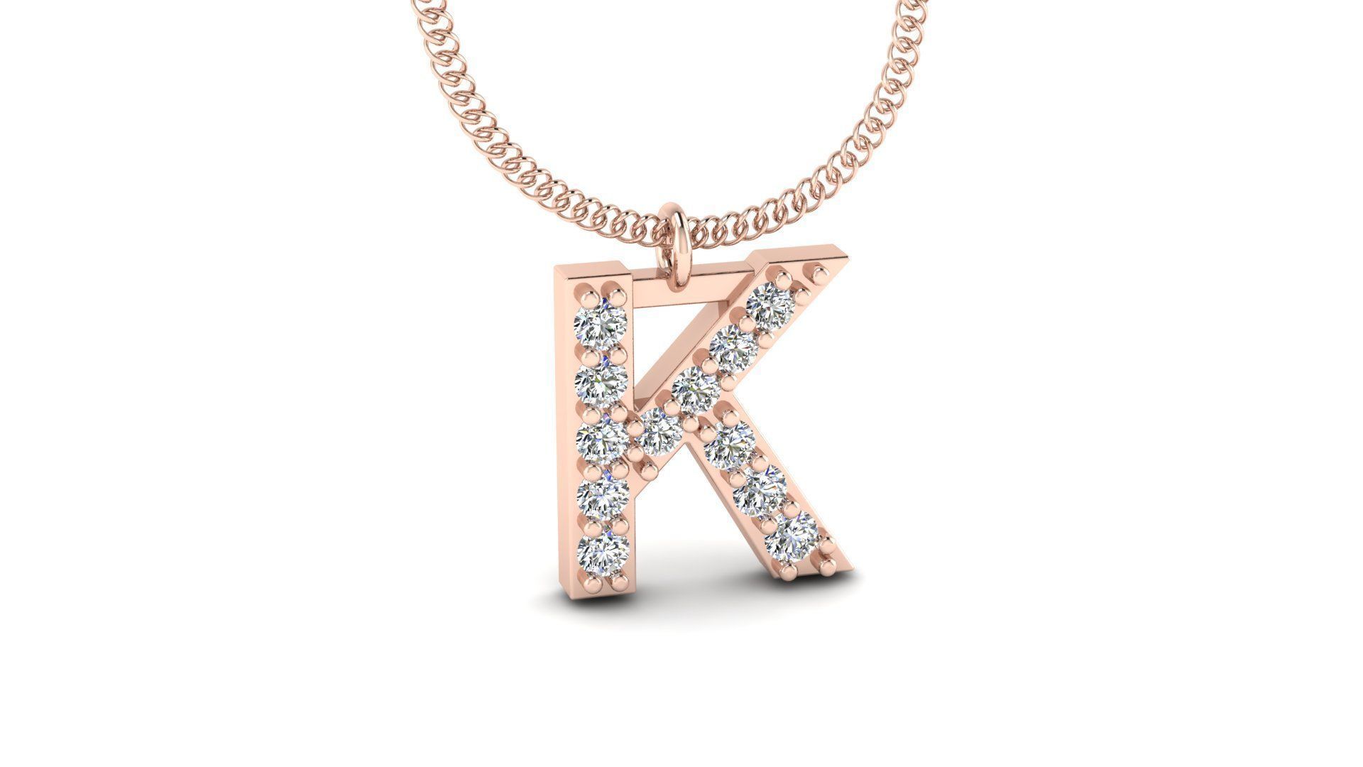 Diamond Alphabet Pendant K 3D print model_4