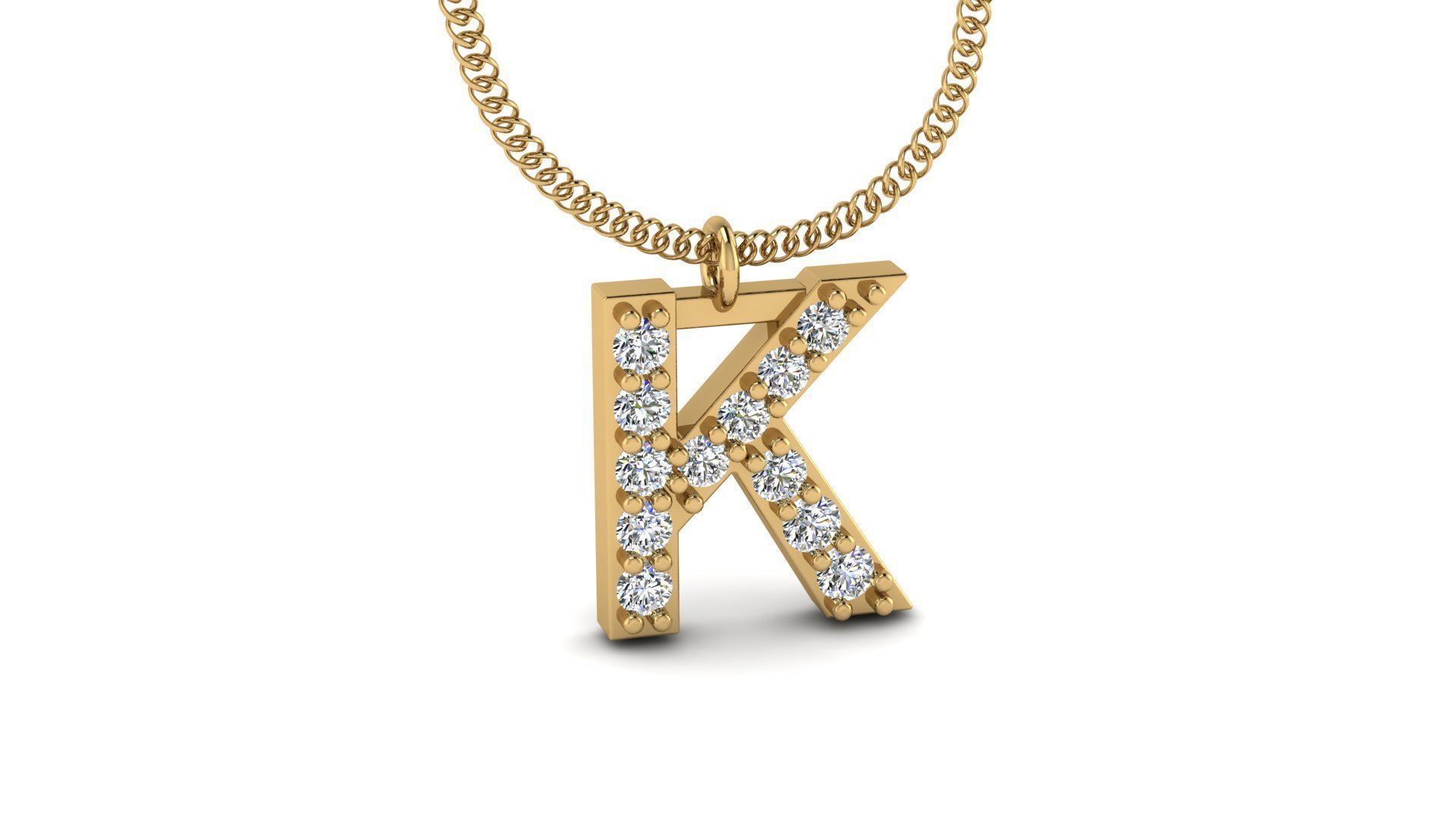 Diamond Alphabet Pendant K 3D print model_16
