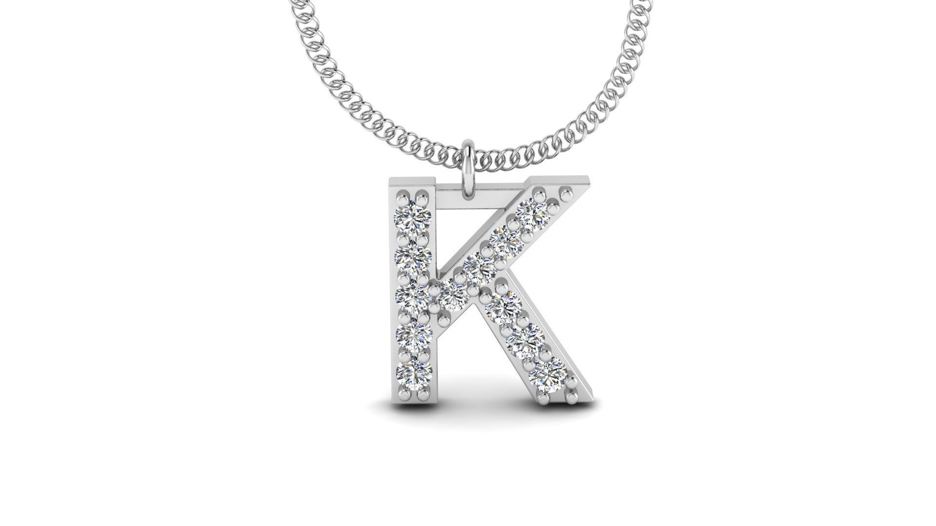 Diamond Alphabet Pendant K 3D print model_13