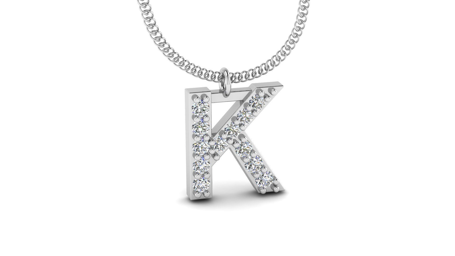 Diamond Alphabet Pendant K 3D print model_11