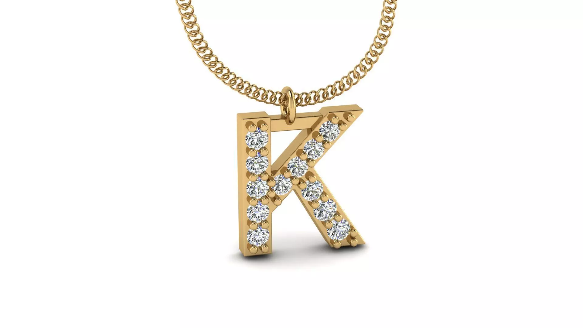 Diamond Alphabet Pendant K 3D print model_0