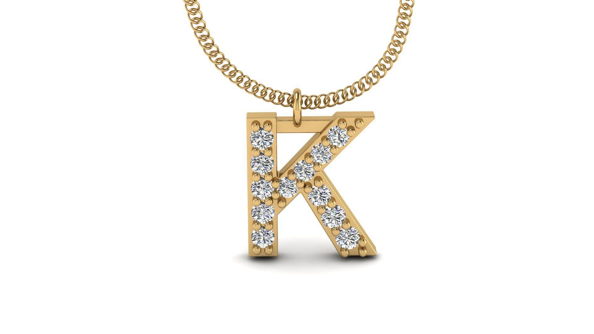 Diamond Alphabet Pendant K 3D print model_18