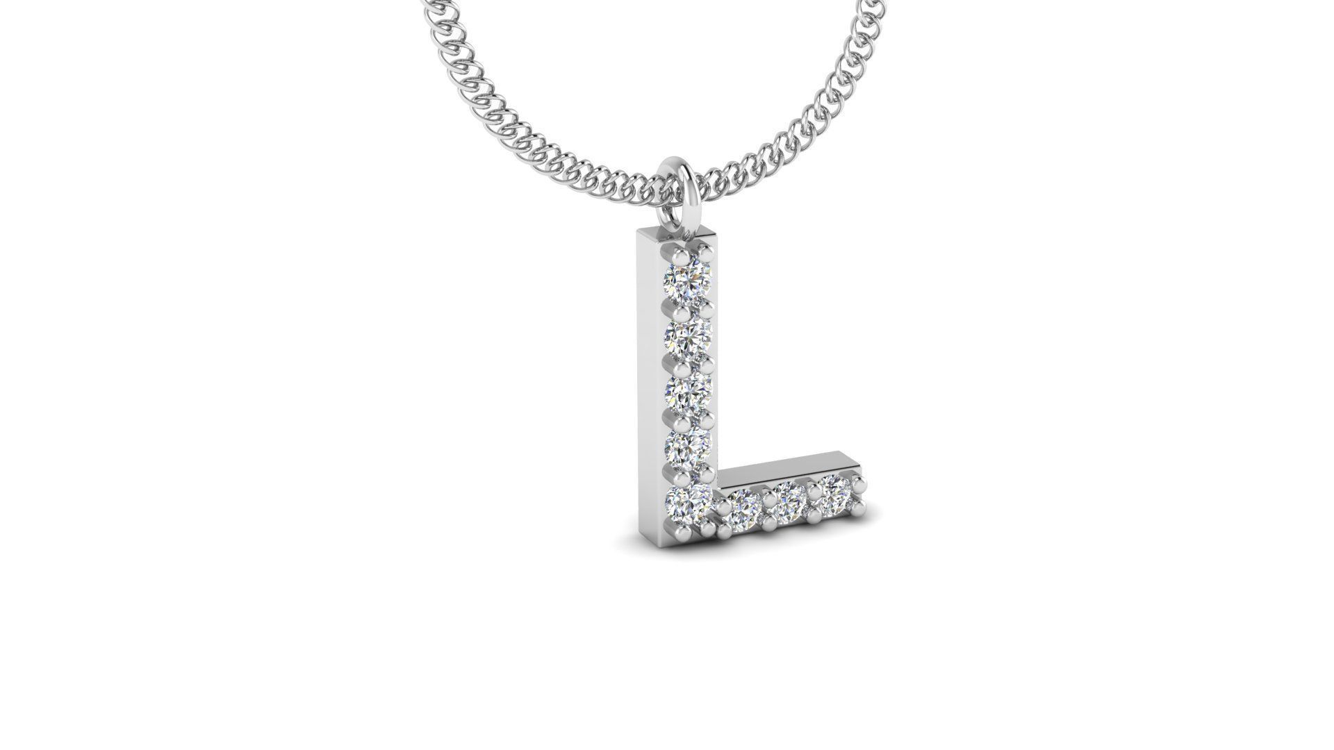 Diamond Alphabet Pendant L 3D print model_12