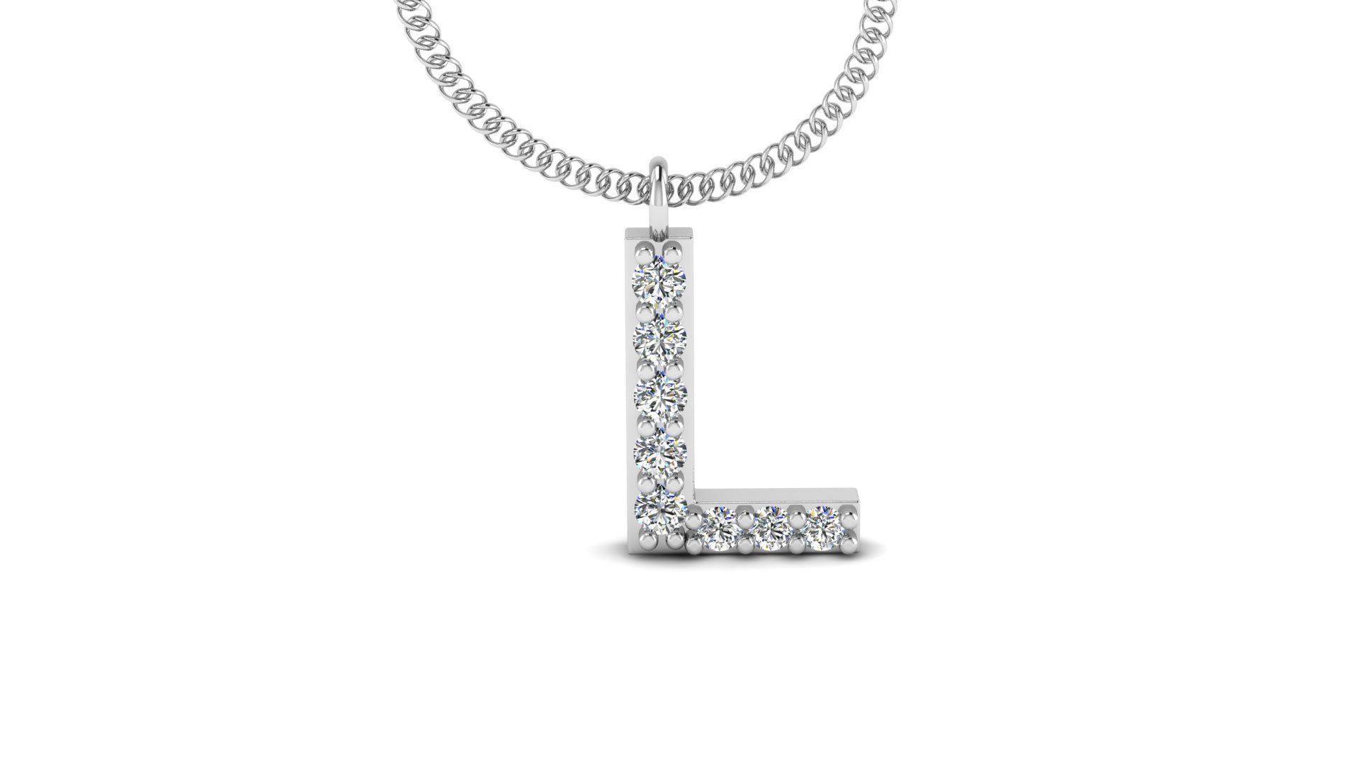 Diamond Alphabet Pendant L 3D print model_15