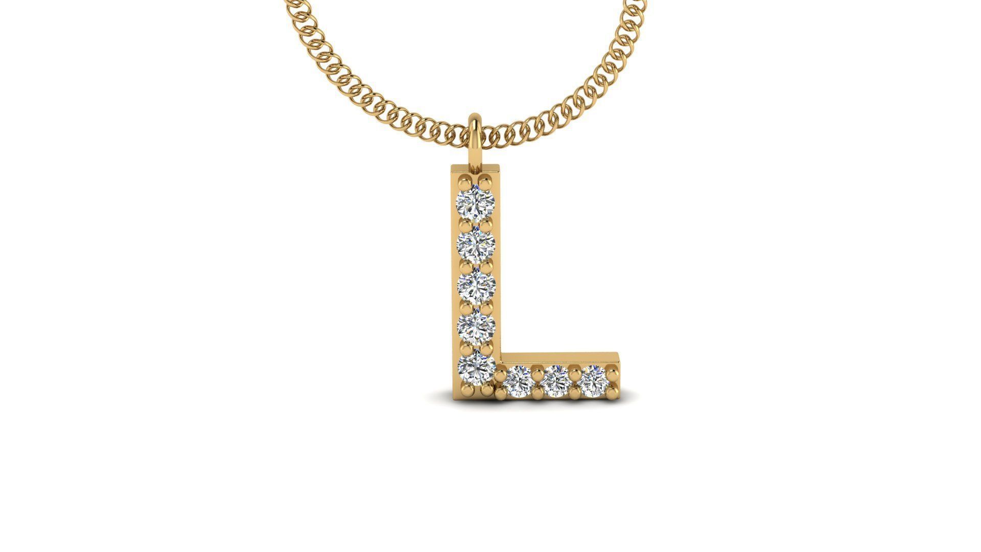Diamond Alphabet Pendant L 3D print model_18