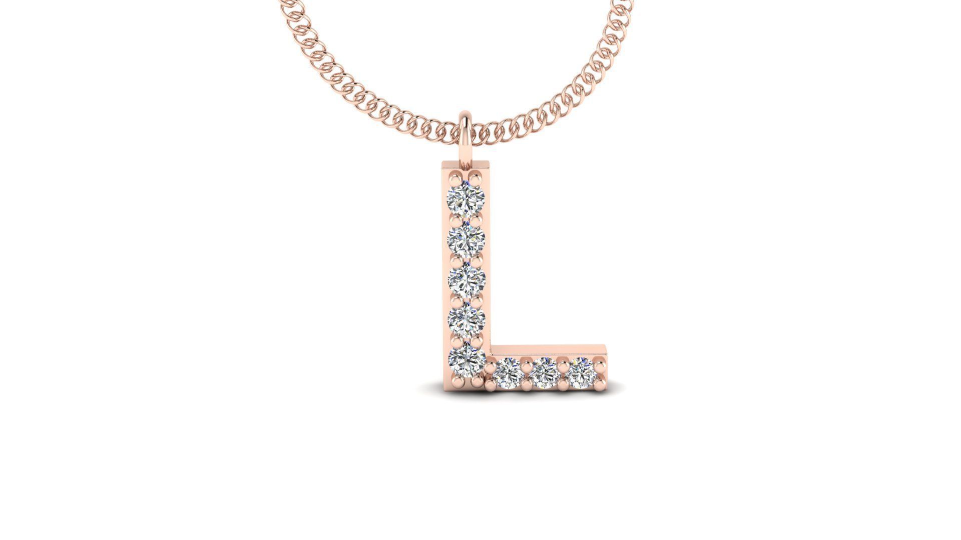 Diamond Alphabet Pendant L 3D print model_7