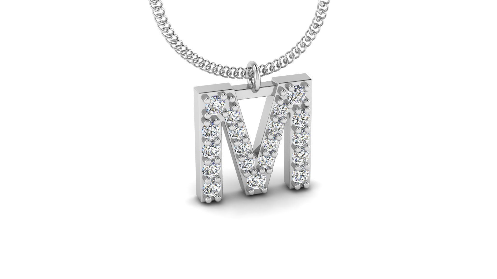 Diamond Alphabet Pendant M 3D print model_13