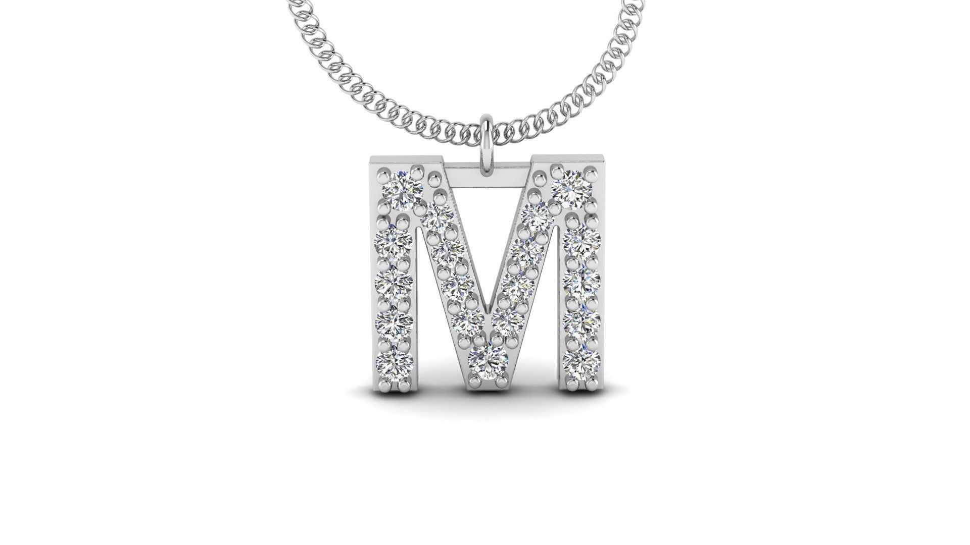 Diamond Alphabet Pendant M 3D print model_11