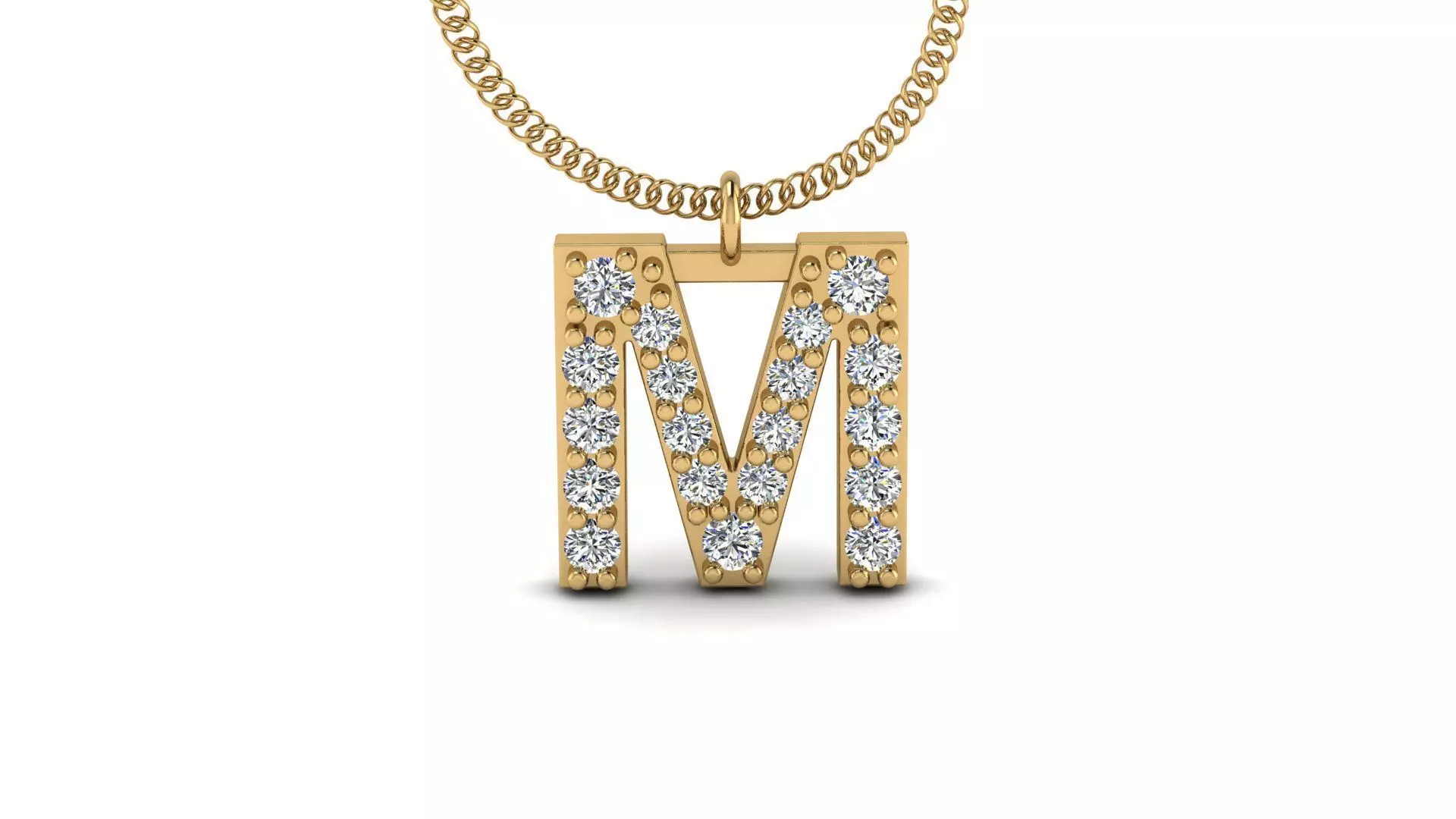 Diamond Alphabet Pendant M 3D print model_0