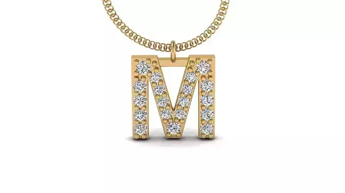 Diamond Alphabet Pendant M 3D print model