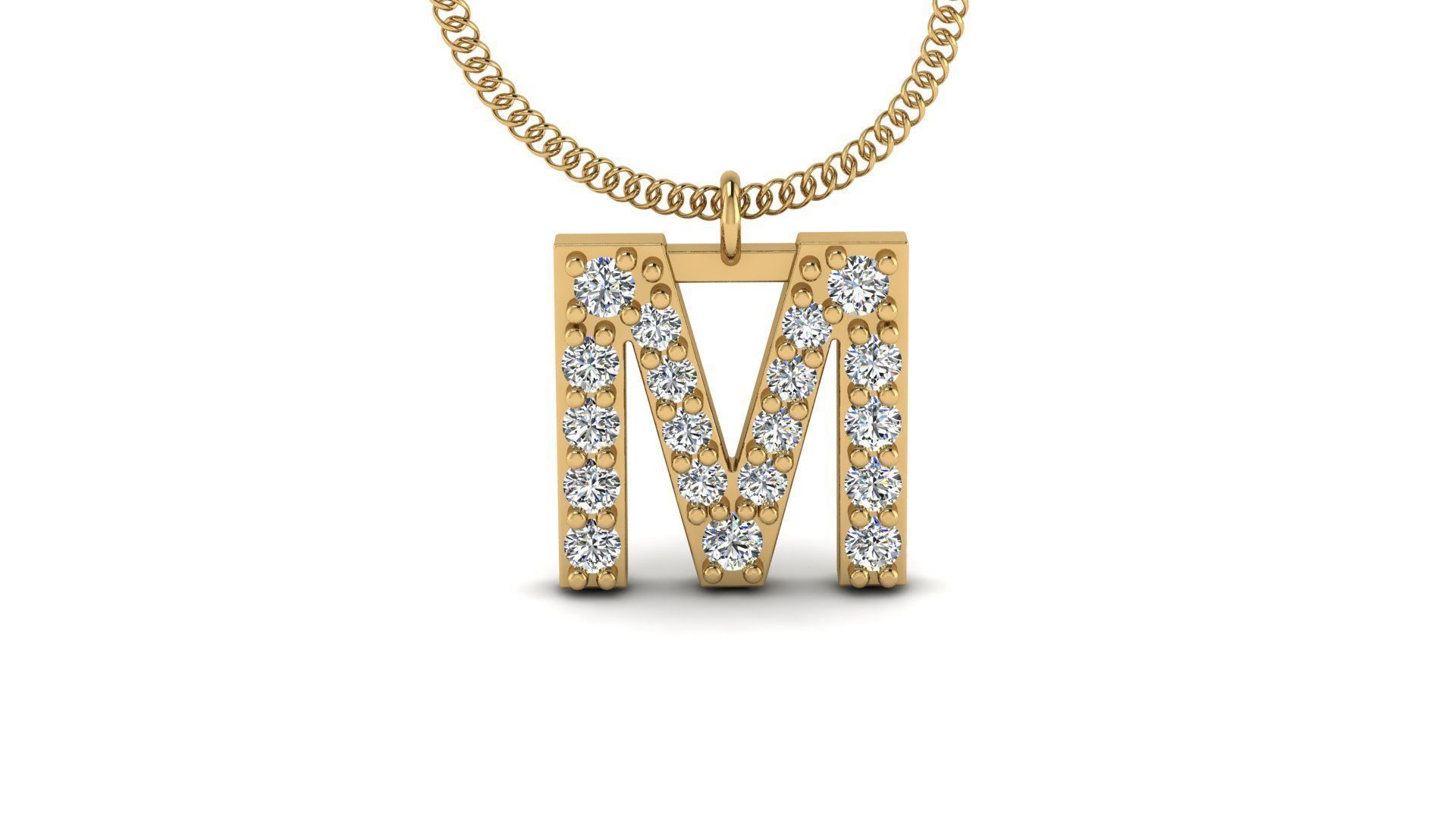 Diamond Alphabet Pendant M 3D print model_16