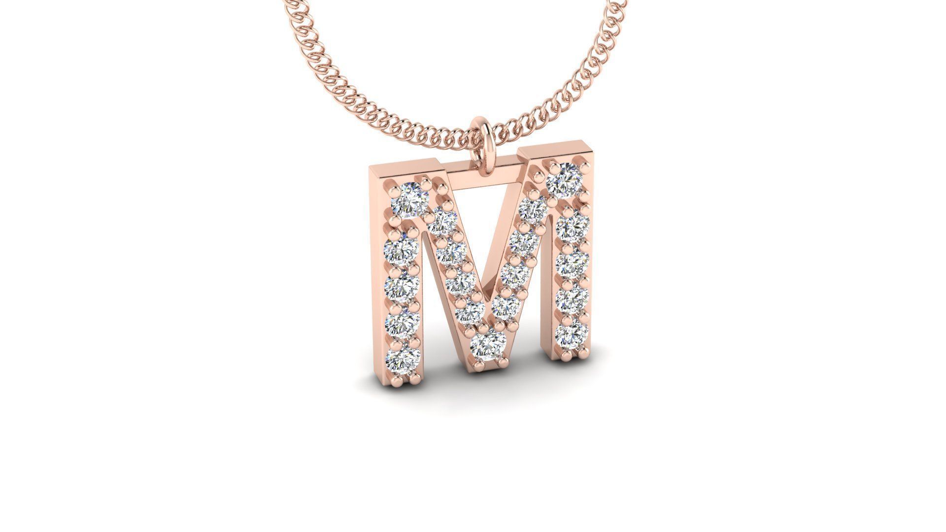 Diamond Alphabet Pendant M 3D print model_6