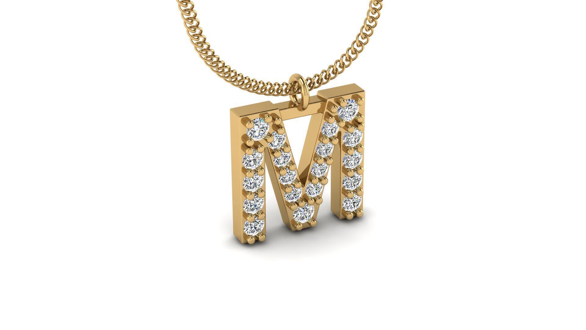 Diamond Alphabet Pendant M 3D print model_17