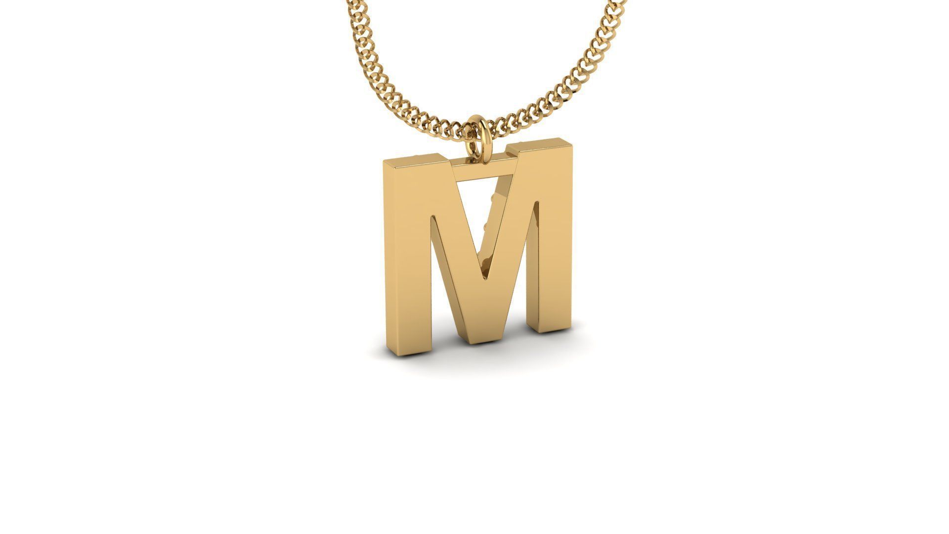 Diamond Alphabet Pendant M 3D print model_20
